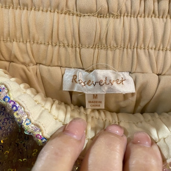 Velvet Gold/white irresdescent Shimmery sequin Track Pants - Picture 3 of 5